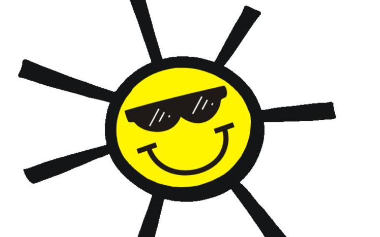Cartoon sun wearing sunglasses